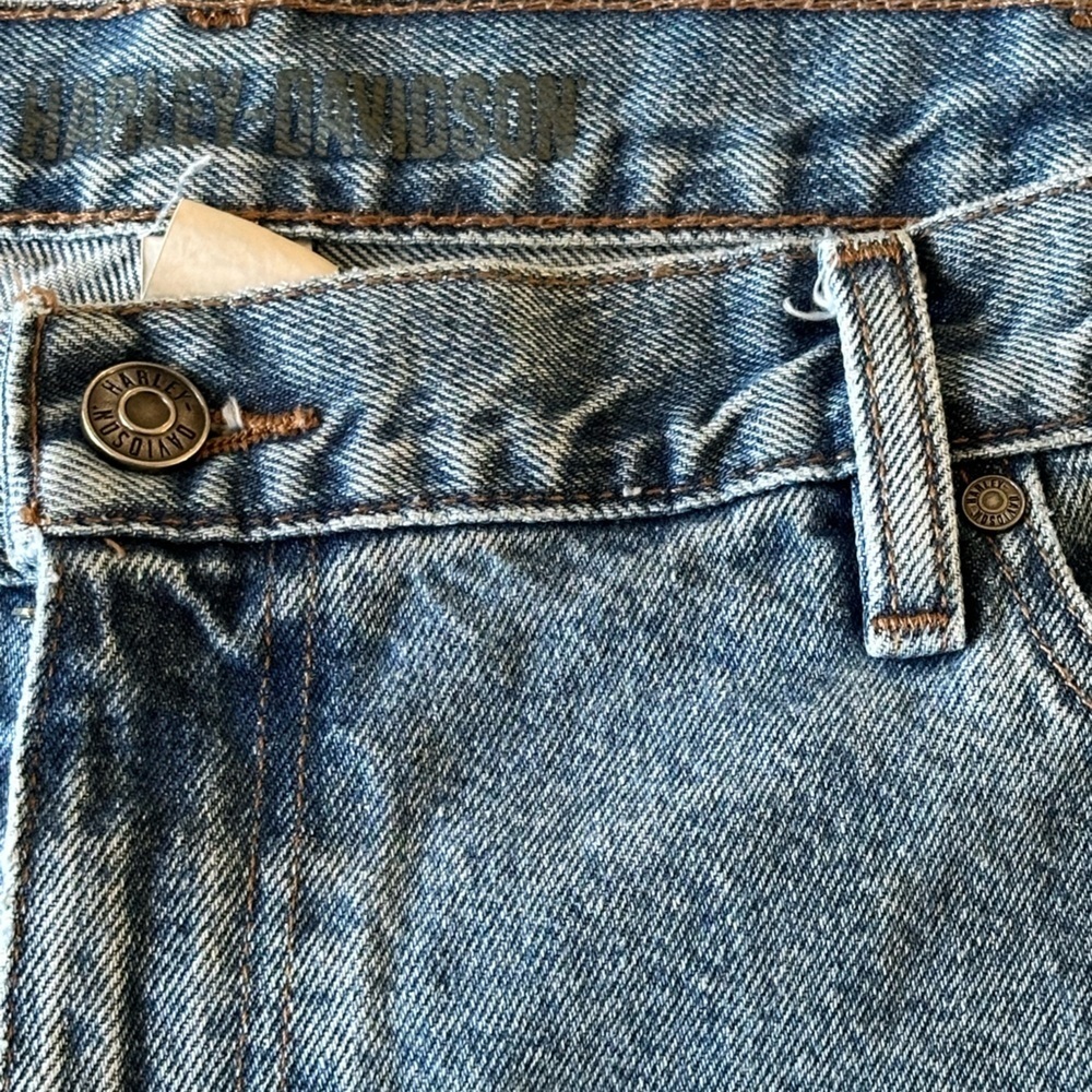 Harley Davidson Men’s 44x32 Light Wash Straight Leg Jeans 100% Cotton Biker - Picture 11 of 14